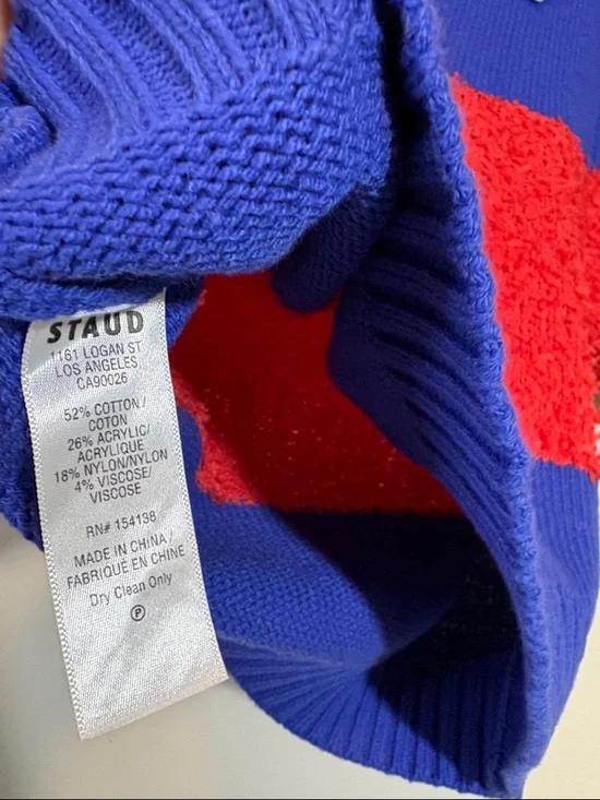 STAUD Spencer Top in Hibiscus & Atlantic Rugby Stripe Red White and Blue Texture - Picture 5 of 10